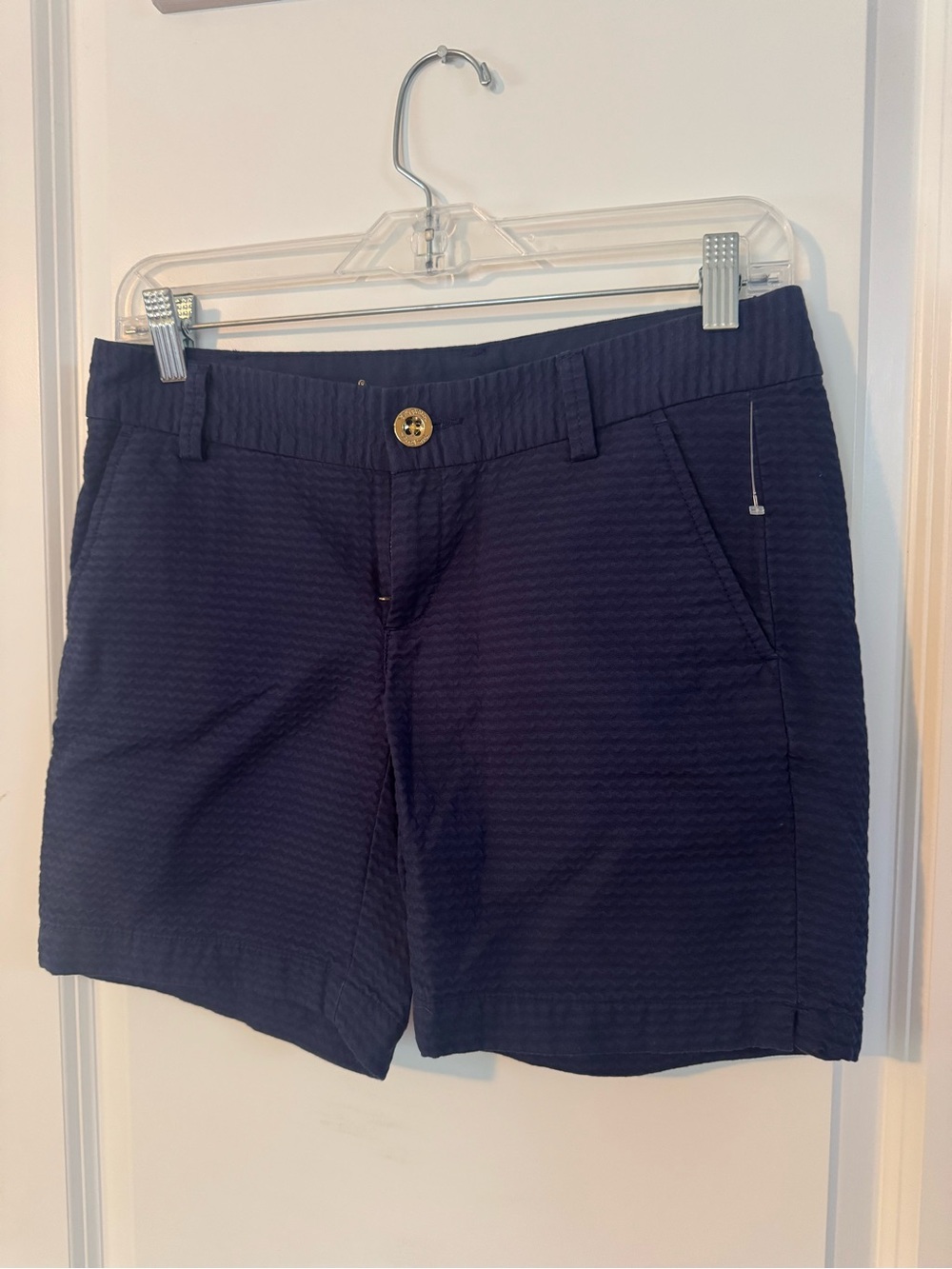 Womens Lilly Pulitzer True Navy‎ Textured bottoms the Jayne Shorts 7in size 0